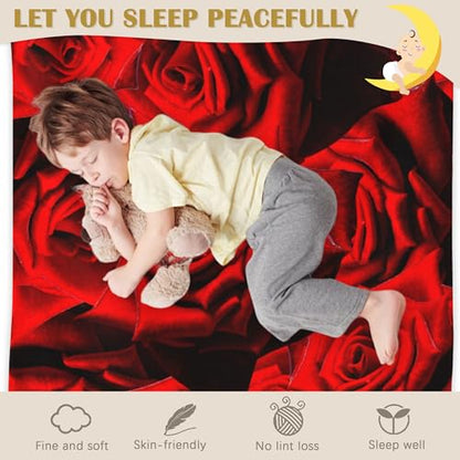 Red Rose Blanket, Rose Soft Lightweight Throw Blanket for Sofa Couch Bed Room 50x60 inch - color: Rose