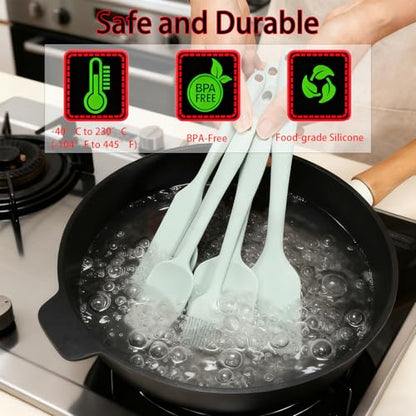 6 Pieces Silicone Spatula Set, Food Grade Silicone Scraper Spatulas Heat Resistant Kitchen Utensils Brush BPA-free Spatula for Scraping, Cooking, Mixing, Baking