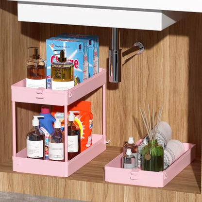 SPACEKEEPER 3 Tier Rolling Cart, Bathroom Cart Organizer with Wheels, Pink - color: Pink, size: 3 Tier
