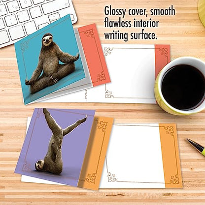 The Best Card Company - 20 Blank Yoga Animal Cards (4 x 5.12 Inch) - All Occasion Set (10 Designs, 2 Each) - Sloth Yoga AMQ6255OCB-B2x10 - style: Sloth Yoga