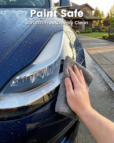 POPCHOSE Microfiber Cleaning Cloth, 12 Pack Super Absorbent Towels for Cars