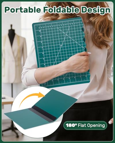 Foldable Self-Healing Cutting Mat, 17" x 11", Double-Sided Rotary Cutting Mat for Sewing, Quilting, Scrapbooking, Fabric Craft & Hobby Use, Craft Cutting Board(A3)