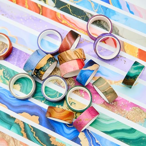 Marble Washi Tape Set 30 Rolls,Decorative Masking Tape for Junk Journal, Scrapbooking Supplies, DIY Crafting Supplies - style: Marble