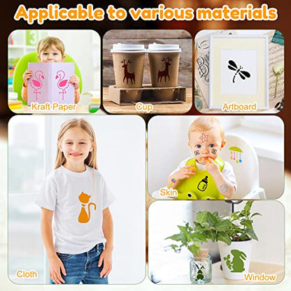 Fainne 100 Pcs 2 Inch Baby Block Stencils Small Stencils for Painting | Reusable Craft Stencils, DIY Scrapbook, Wood Wall Fabric Rock Chalkboard Sign Painting, Home Art Decor Projects - style: Cute Baby Animal Style