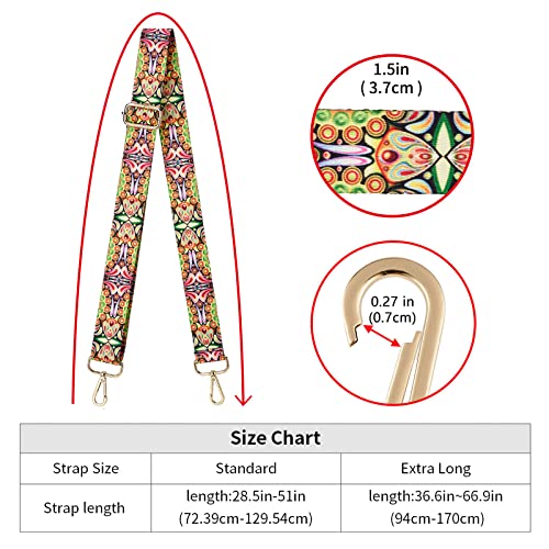 ZOOEASS Wide Shoulder Strap Adjustable Replacement Belt Crossbody Canvas Bag Handbag - color: Paisley, size: EXTRA LONG:66.9"(170cm)Wide:1.4"(3.5cm)