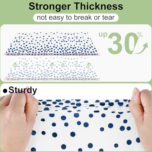 3 Packs Dot Disposable Table Cloth, 54 x 108 Inch Waterproof Plastic Tablecloth, Rectangle Navy Dots in White Table Covers for Picnic, Birthday, Party and Back to School - color: Navy in White, size: 54" x 108"