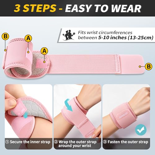 CAMBIVO 2 Pack Wrist Brace for Carpal Tunnel with wraps, Pink - color: Pink