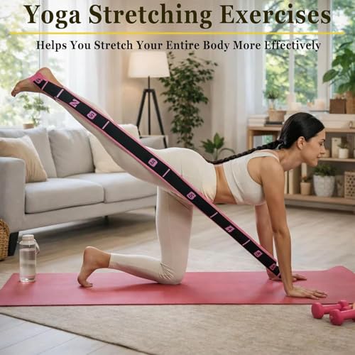 Fitness Resistance Bands with Handles, Fitness Resistance Band for Stretching and Yoga, Adjustable Bands for Full Body Stretching Shaping - color: Pink