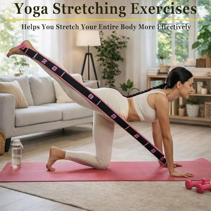 Fitness Resistance Bands with Handles, Fitness Resistance Band for Stretching and Yoga, Adjustable Bands for Full Body Stretching Shaping - color: Pink