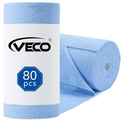 Veco Microfiber Cleaning Cloth Roll 80 PCS, 12" x 12" - color: Blue