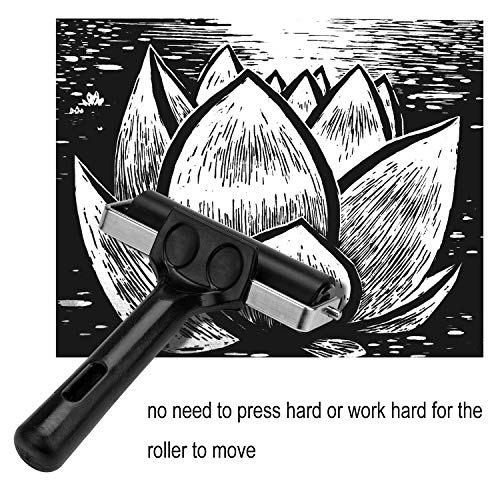 2 Pcs Rubber Roller, Hard Rubber Brayer Glue Roller for Construction Tools Printmaking Stamping Wallpaper Gluing Application, 3.8" and 2.2" (Black)