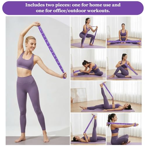 Yoga Straps for Stretching, Elastic Bands for Exercise 12 Gears | Stretch Band with Loops, for Pilates, Yoga, Ballet, Gymnastics, for Women Men