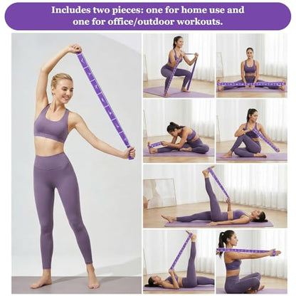 Yoga Straps for Stretching, Elastic Bands for Exercise 12 Gears | Stretch Band with Loops, for Pilates, Yoga, Ballet, Gymnastics, for Women Men