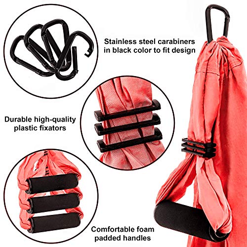 Aerial Yoga Swing Set - Hammock Hanging Swing - Sling Inversion Fly Kit - Antigravity Yoga Sling - Suspension Trapeze - color: CORAL