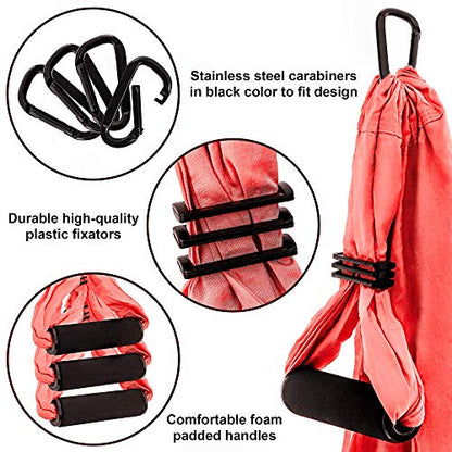 Aerial Yoga Swing Set - Hammock Hanging Swing - Sling Inversion Fly Kit - Antigravity Yoga Sling - Suspension Trapeze - color: CORAL
