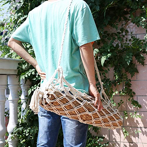 Macrame Yoga Mat Carrier Bag, Suitable for most Yoga Mats - color: beige