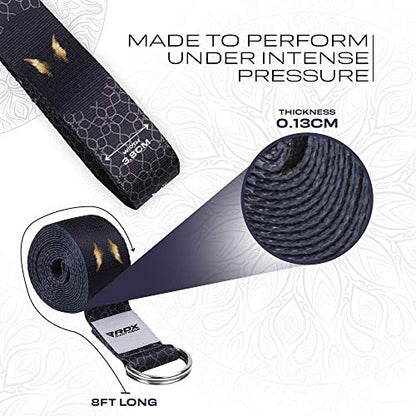 RDX 8ft Yoga Strap with D-Ring Buckle, Durable Polyester Cotton Adjustable Belts for Stretching Pilates Dance Gymnastics Fitness Holding Poses Flexibility Physical Therapy, Home Gym Exercise Workout