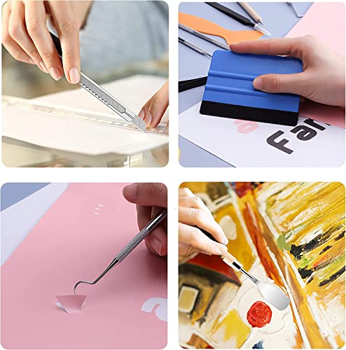 Famomatk 23PCS Weeding Tools for Vinyl, Craft Weeding Tools Set with 12Inch Paper Cutter and Trimmer for Scrapbooking,Silhouettes,Cameos,Lettering,Cutting,Craft Paper, Labels and Cardstock(White) - color: White