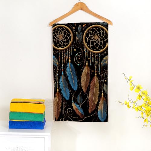 Dream Catcher American India Ethnic Style Beach Towel Magic Tribal Feathers Face Towels Suit Travel Sports Pool Swimming Bath Camping Spa Gym Yoga,15x30 Inch - color: Dream Catcher American India Ethnic Style