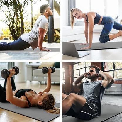 MICRODRY Multi-Purpose Fitness Mat, Cushioned & Non-Slip Foam for Yoga, Pilates, HIIT, Skid-Resistant and Tear-Resistant, 24"x72" with Carry Strap - color: Grey