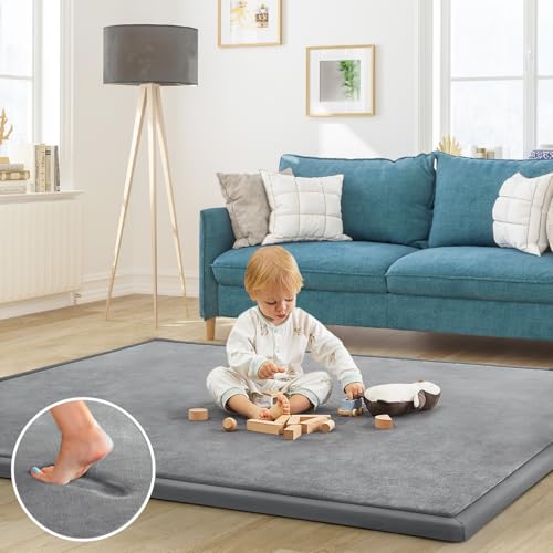 Baby Play Mat for Floor Nursery Rug Muscle Mat Area Rug Playroom Rug 39"x59" Playpen Mat Elastic Foam 1.3" Thick Crawling Mat for Babies,Toddlers, Infants, Kids,Grey - color: Grey, size: 39"x59"