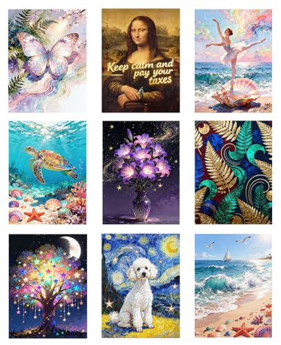 NIHO-JIUMA 9 Pack Diamond Art Kits for Adults & Teens, 30x40cm/12x16inches | 5D DIY Full Drill, Home Wall Decoration | Individually Packaged Tool