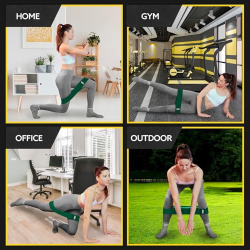 Fabric Resistance Bands for Working Out, 3-Pack for Legs and Glutes - color: Light Green