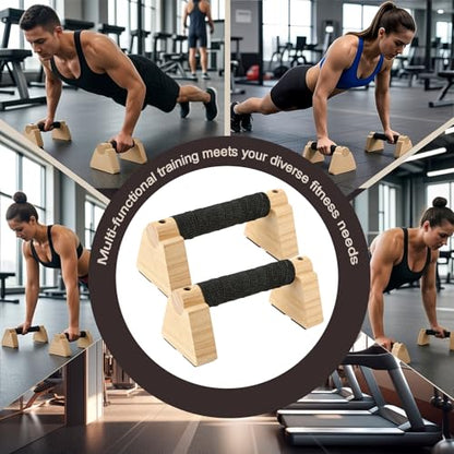 Wooden Parallettes Bars Professional Solid Wood Push Up Stands for Calisthenics, Handstand & Planche Training at Home Gym, Non-Slip Grips for Wrist Comfort Pushup Handle for Strength Training - size: 7.87"