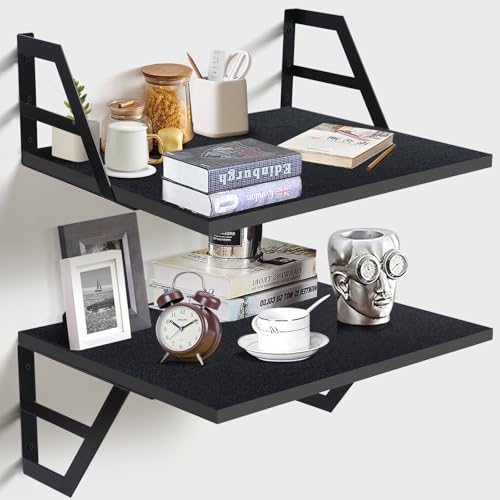 Tectocker-DOU 2 Pc Deep Floating Wall Shelves, Heavy Duty, 15.7×11.8, Black - color: Black, size: 15.7W×11.8D