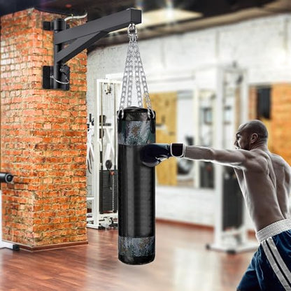 BeneLabel Heavy Bag Hanger for Punching Bag Beam Mount Hardware 360° Rotation Boxing Bag Ceiling Mount I-Beam Hanger for Hanging Heavy Punching Bags Wall Hangers - color: 24" Black wall hanger (Only)