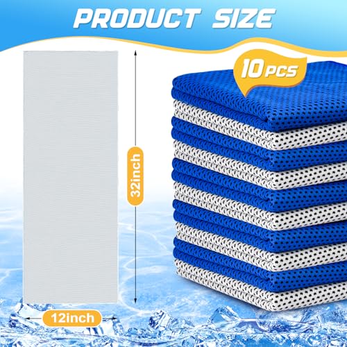 MENOLY 10 Pack Cooling Towels, Sweat Towels Cooling Towels for Neck and Face, Microfiber Towel Soft Breathable Towel for Gym, Yoga, Camping, Running, Fitness, Workout & More Activities(32"x12") - size: 10 Pack (Grey/Blue)