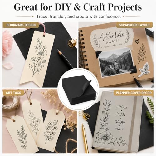 PSLER Black Carbon Paper for Tracing - 30Pcs Graphite Transfer Paper, A4 | Use with Tracing Paper, Dark Carbon Copy Paper for Drawing Patterns on Wood, Canvas, Fabric, Artist Lettering & Sketching - color: black