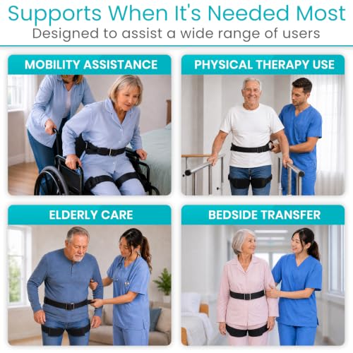 Vive Gait Belt with Leg Straps - Heavy Duty Transfer Belt with Quick - style: Heavy Duty Transfer Belt with Loops