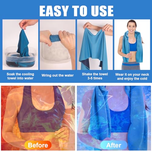 4 Pack Cooling Towels Wrap for Neck Face,Ice Cold Towel Rags Quick Dry for Gym Fitness Yoga Tennis Cycling Running Hiking Workout Sweat(Multicolor-02) - color: Multicolor-02