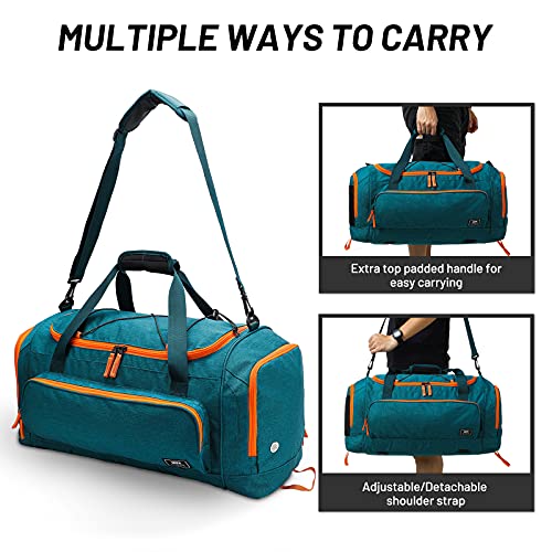 MIER Large Gym Bag for Men 60L Duffel Bag with Shoe Compartment | Lightweight & Durable Sports Duffles; Suited for Workout Fitness Travel Weekender; Water Resistant; Adjustable Shoulder Strap - color: Olive Green