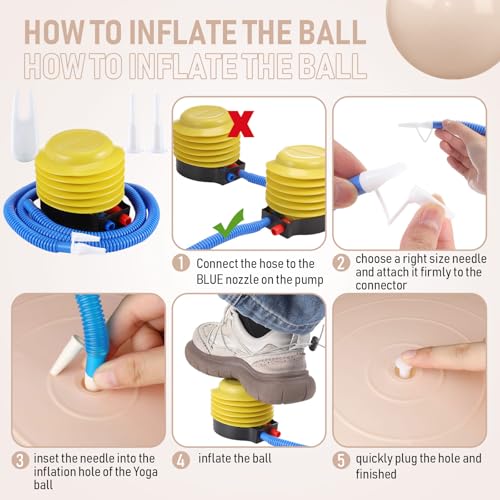 Leyndo 4 Pcs 26 Inch Yoga Exercise Ball Pilates - color: Nude