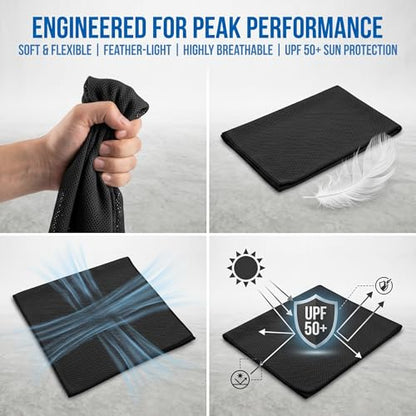 4 Packs Cooling Towels (40x12 Inch), Cooling Towels for Neck and Face, Stay Cool in Hot Weather for Sports, Gym, Yoga, Golf, Fitness, Running, Camping & Travel - color: 2 Packs Black/ 2 Packs Blue