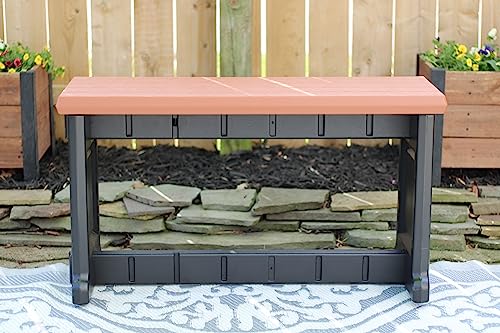 Bench, Redwood Top with Black Sides, 1 Pack - Proudly Made in The USA, Click and Lock Hardware-Free Assembly, Durable and Stylish Outdoor Seating - color: Redwood/Black, size: 1 Pack