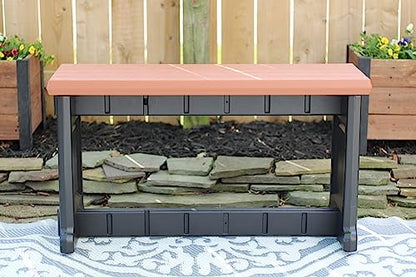 Bench, Redwood Top with Black Sides, 1 Pack - Proudly Made in The USA, Click and Lock Hardware-Free Assembly, Durable and Stylish Outdoor Seating - color: Redwood/Black, size: 1 Pack