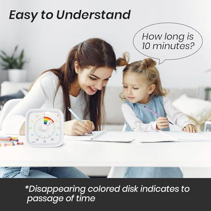 Yunbaoit Rainbow Visual Timer for Kids, 60-min Countdown Timer, White - color: White Rainbow