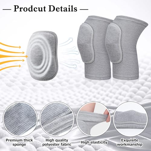 Eurzom 3 Pairs Dance Knee Pads Women Non-Slip - color: black, gray, skin color