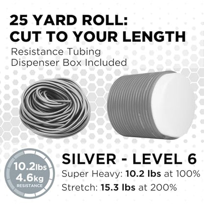 THERABAND Resistance Tubing, Exercise Band, Physical Therapy, 25' - color: Level 6 / Super Heavy - Silver, size: 25 Foot