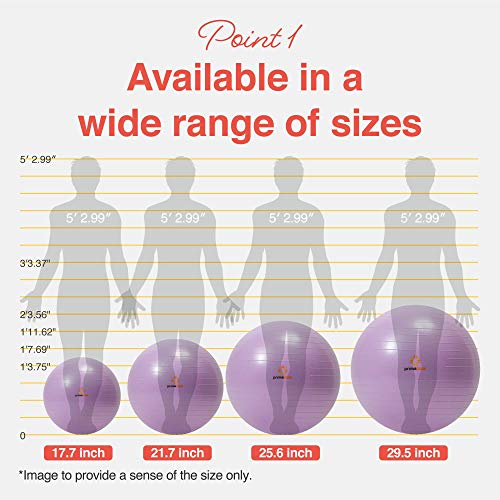 Primasole Exercise Ball for Balance Stability Fitness Workout Yoga Pilates at Home Office & Gym Birthing Ball for Pregnancy, Office Ball Chair - color: Nail Pink, size: 55 cm