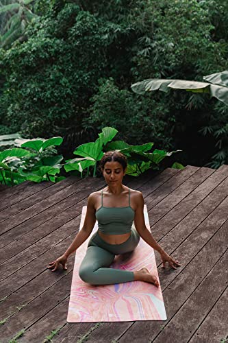 YOGA DESIGN LAB | The Combo Yoga Mat | 2-in-1 Mat+Towel | Eco Luxury | Ideal for Hot Yoga, Power, Bikram, Ashtanga, Sweat | Studio Quality | Includes Carrying Strap! - color: Pearl, size: 3.5mm