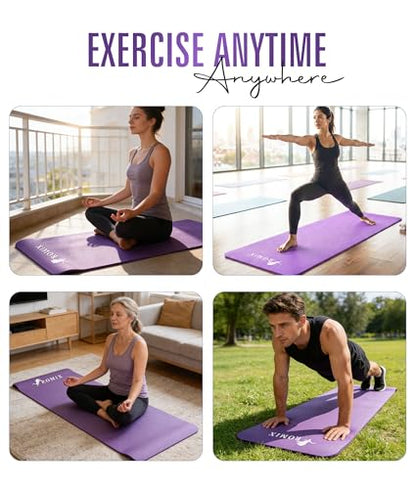 ROMIX Yoga Mat Thick 10Mm, Non-Slip Exercise Mat, 72 X 24 In, NBR - color: Purple