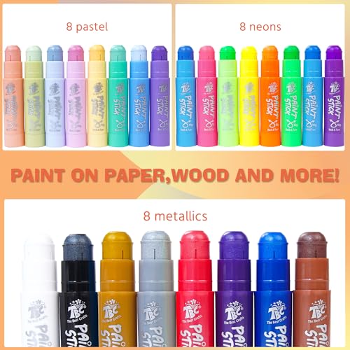 TBC The Best Crafts 24 Colors Mixed pack, Washable Paint, Non-toxic, Tempera Paint Sticks for Kids and Students - color: 24 Colors Mixed pack