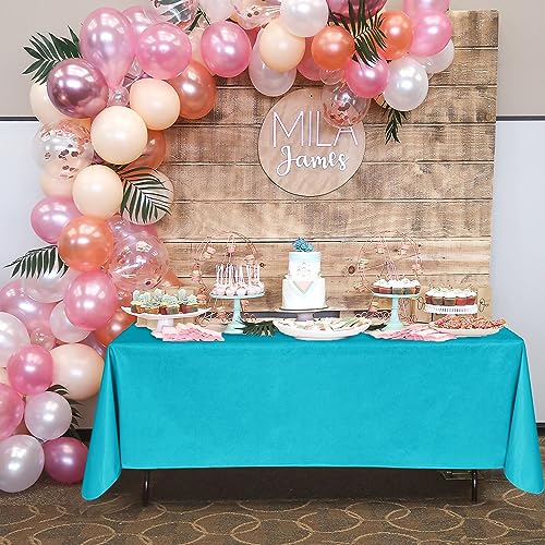 Waterproof Vinyl Tablecloth with Flannel Backing 2 Pcs 60x120 In Teal | Plastic Cover Spillproof Flannel Backed Vinyl Table Cover, Rectangle Disposable Table Cloth for Events, Trade Show, Outdoor - color: Teal, size: 60x120 Inch (Rectangular)