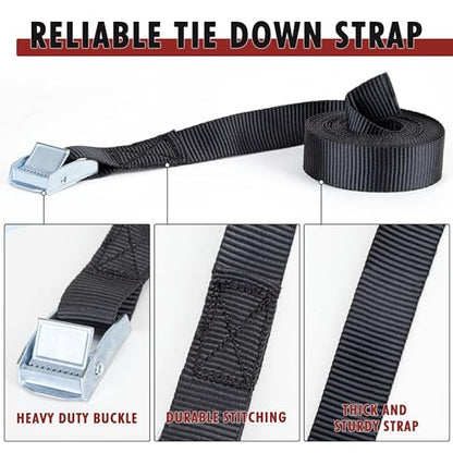 Cartman 1" x 12' Lashing Straps Cargo Tie-Down Strap Up to 600lbs, 6pk in Carry Bag, Black (Pack of 2) - color: Black, size: 6 PK (Pack of 2)