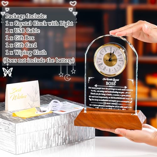 Ornalrist Boss Gifts for Best Boss Manager Glass Clock Boss's Day Keepsake - color: Boss Gifts
