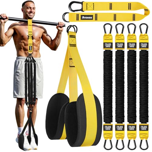 Ayombo Pull Up Assistance Bands, Resistance Bands for Pull Up Bar Workout, Adjustable Heavy Duty Pull Up Assist Equipment with 4 Assistance Bands, Home Gym Fitness Exercise Strength Training - color: Yellow
